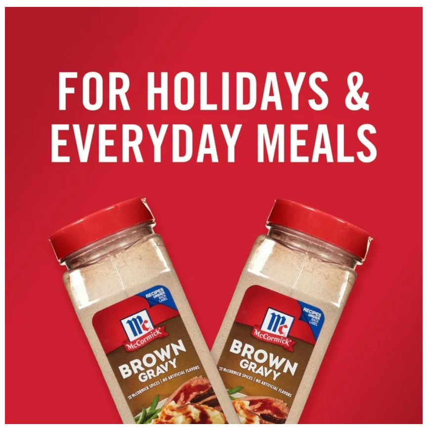 McCormick No Artificial Flavors Brown Gravy Seasoning Mix Bottle, 21.0 oz Bottle