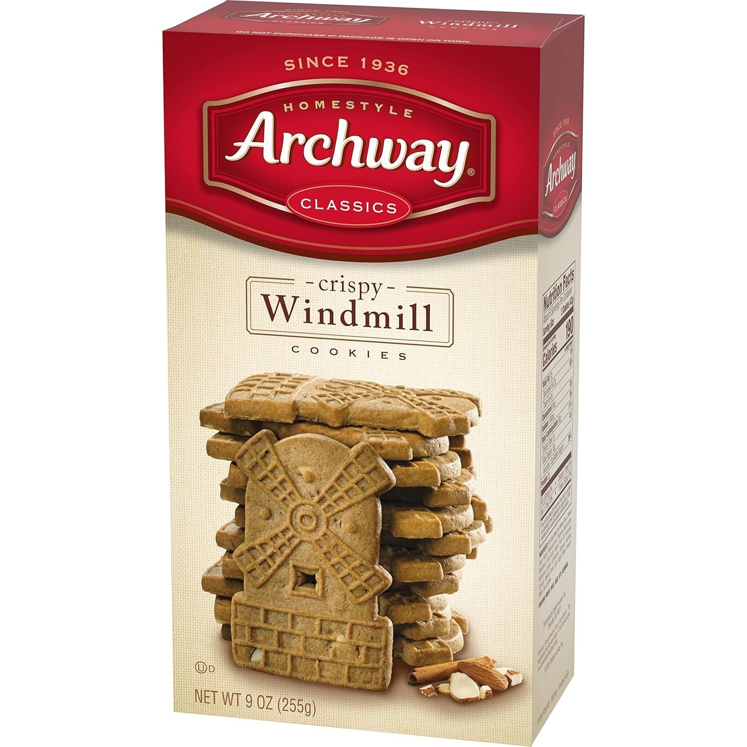 Delicious 9 Oz Box of Homestyle Windmill Cookies with Almonds & Cinnamon