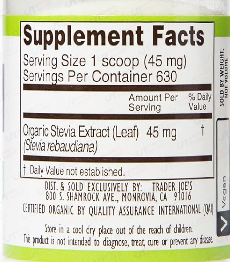 Trader Joe’s Organic Stevia Extract Calorie Free Dietary Supplement NEW (2 Pack)
