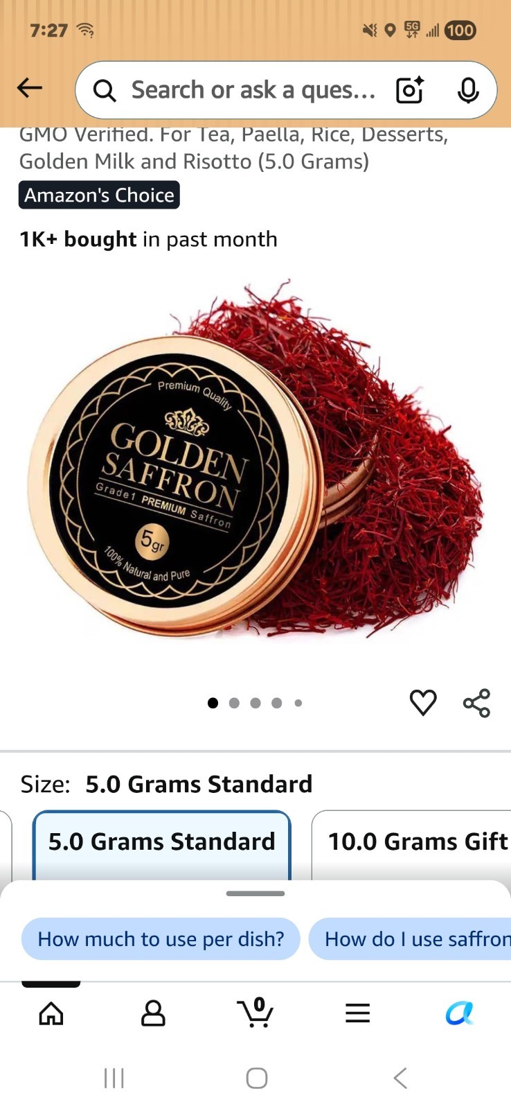 Golden Saffron, Finest Pure Premium All Red Saffron Threads, Grade A+