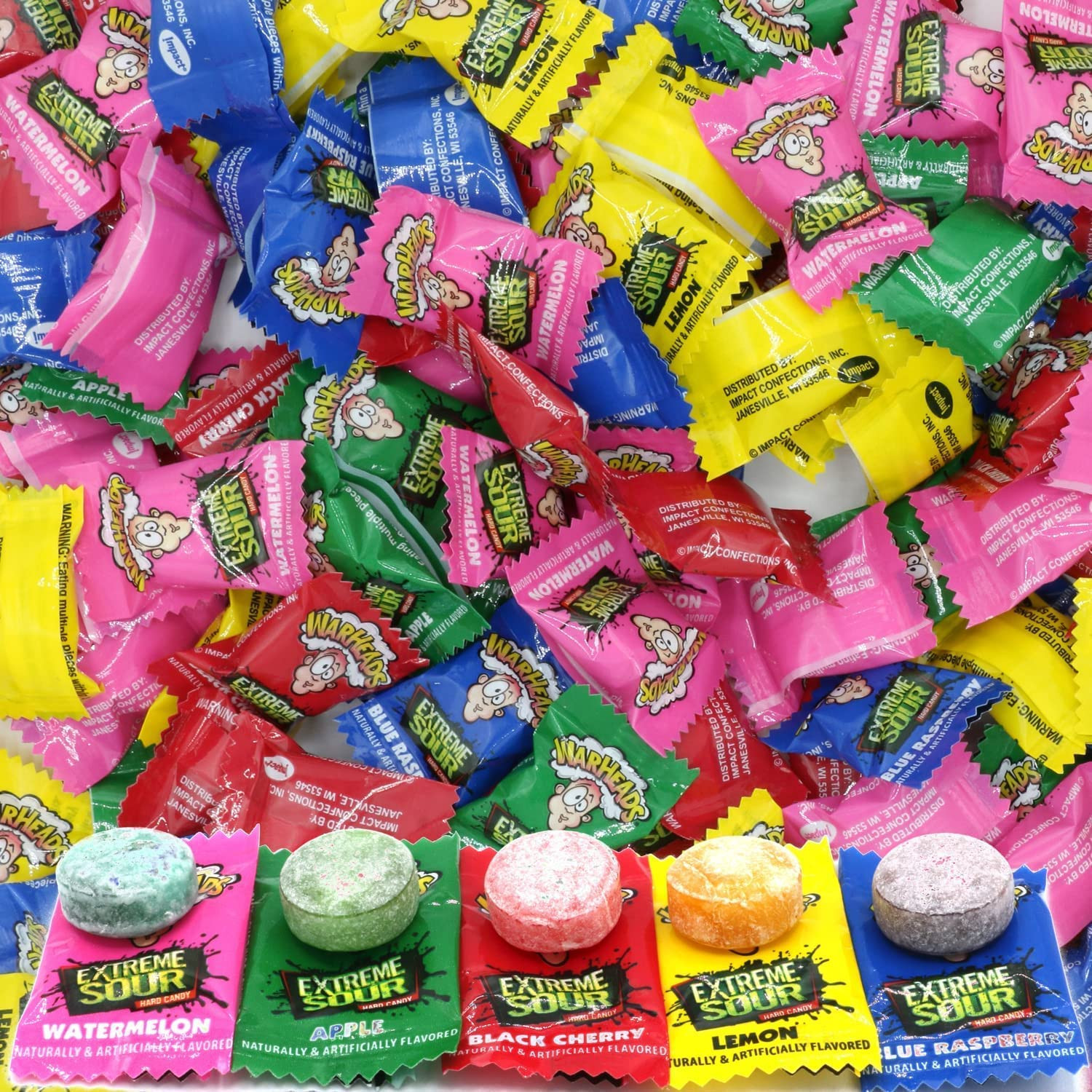 Warheads Extreme Sour Assorted Mix Flavors, Bulk Nostalgia Hard Candy (2 Pounds)