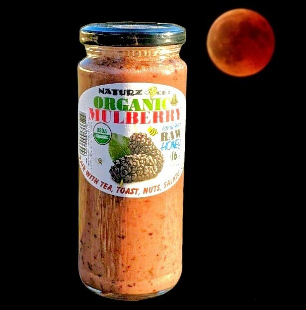 ORGANIC RAW HONEY 1LB w/ ORGANIC BLACK MULBERRY 100% USDA ORGANIC CERTIFIED
