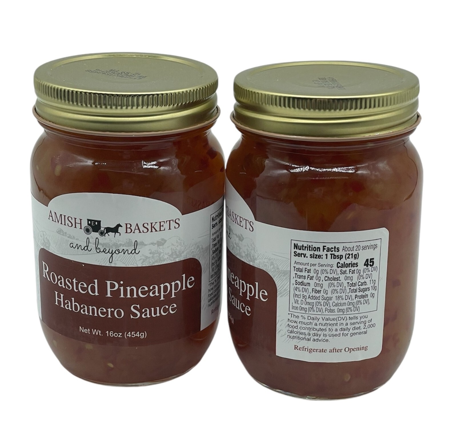 Amish Roasted Pineapple Habanero Sauce Non GMO Vegan Natural – 16 oz – 2 Jars