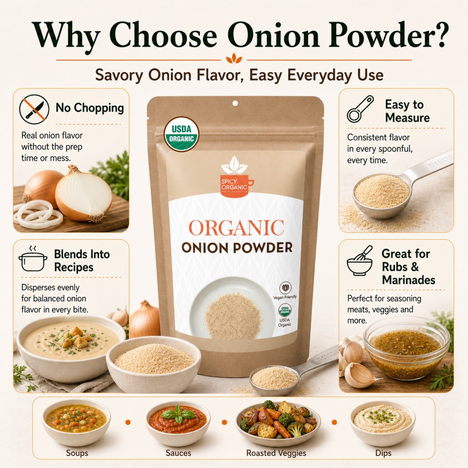 Spicy Organic Onion Powder 3 lbs | USDA Organic