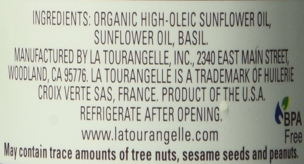 La Tourangelle Basil Oil, Expeller-Pressed High-Oleic Oil, 8.45 fl oz