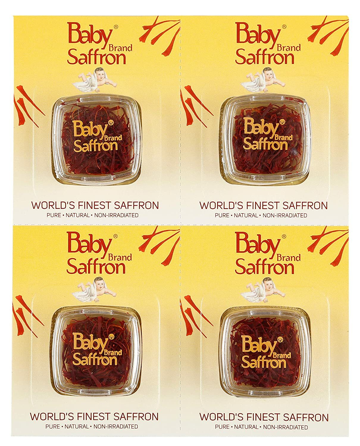 4 Box-1gm each Original Premium Saffron Untreated Uncolored Baby Brand FREE SHIP
