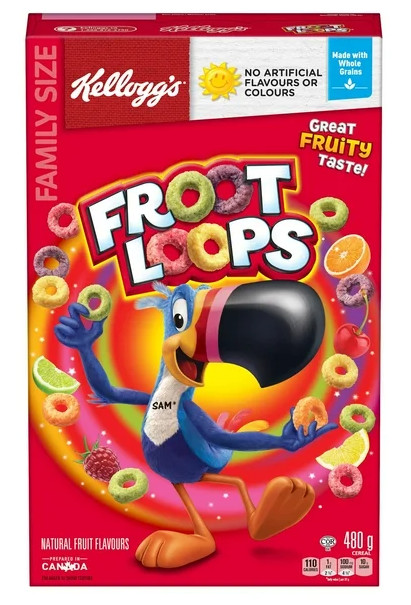 Kellogg’s Canadian Froot Loops Breakfast Cereal, Family Size, 480g
