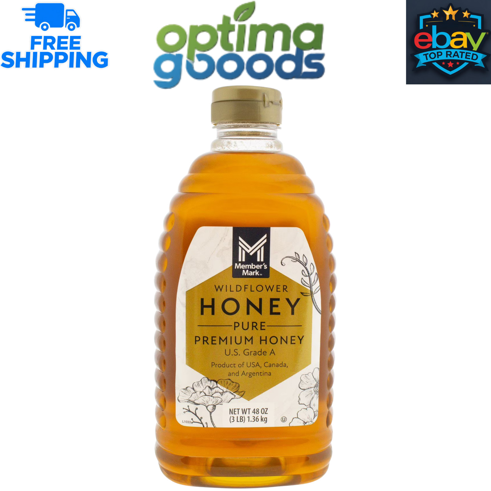 Member’s Mark Wildflower Pure Premium Honey 48 oz – Natural Sweetener