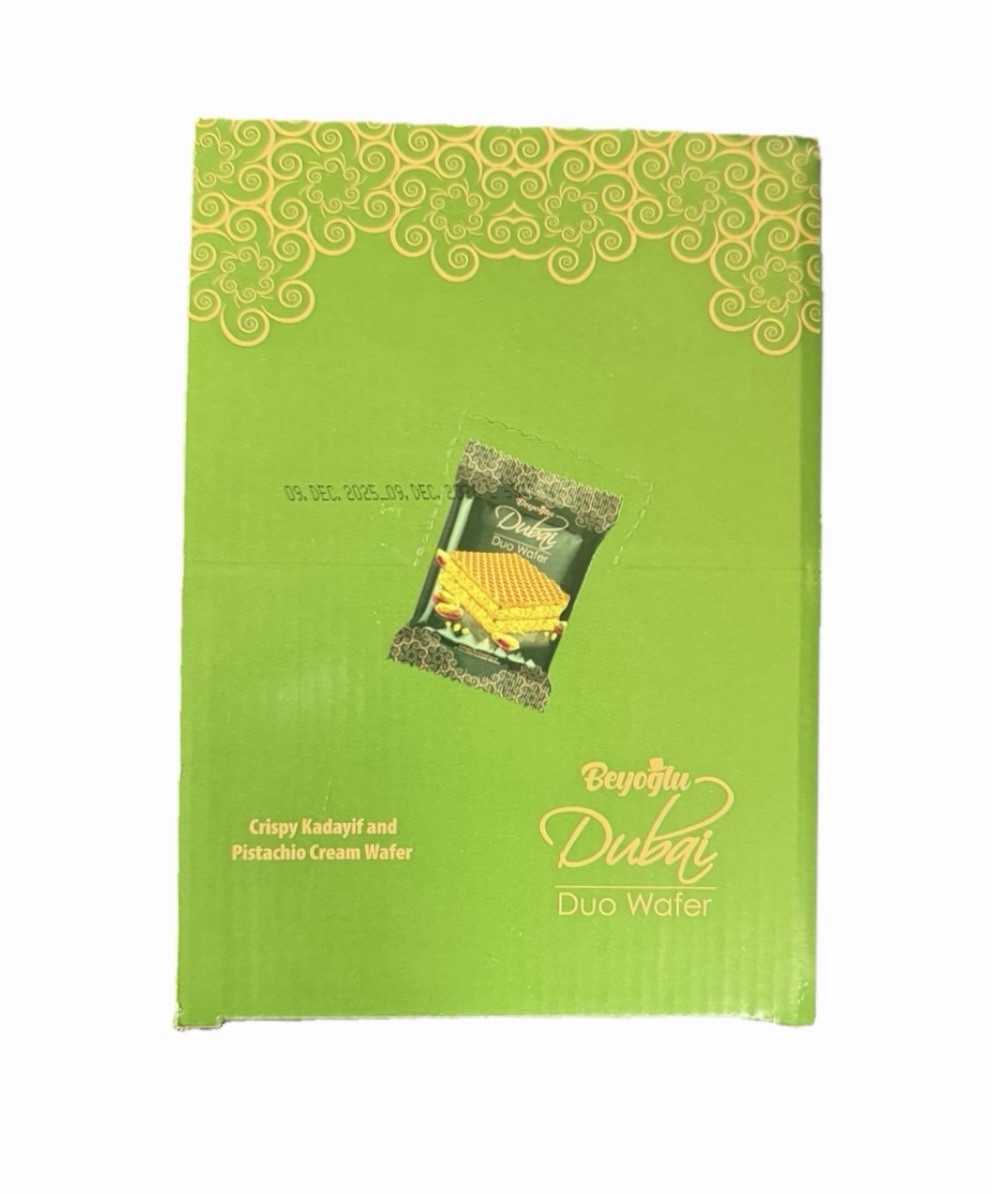 12 Pack Dubai Chocolate Pistachio Crispy Wafer Box Kunafa Pistachio Cream W/ Ice