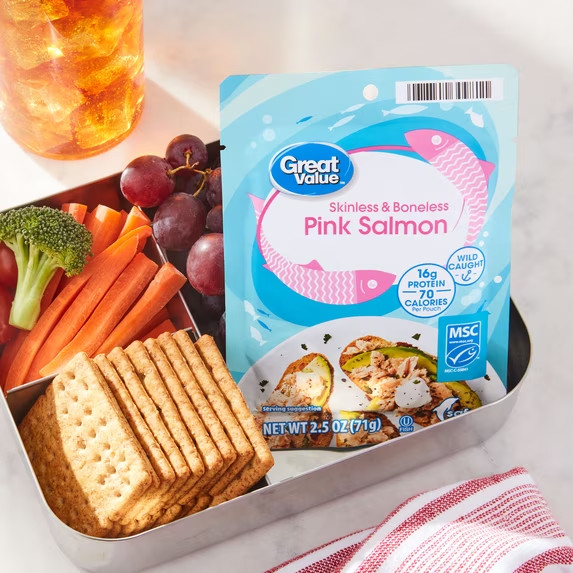 Great Value Premium Skinless & Boneless Pink Salmon, 2.5 oz, 6-Pack