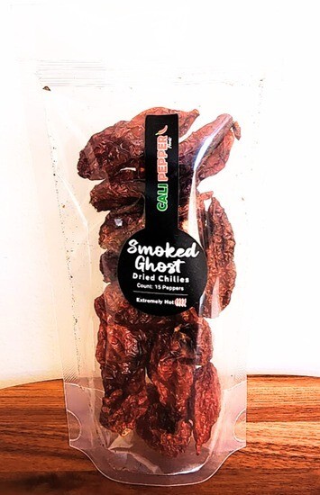 SMOKED Ghost pepper Pods – Count 15 peppers ( 2 pack -30 peppers)