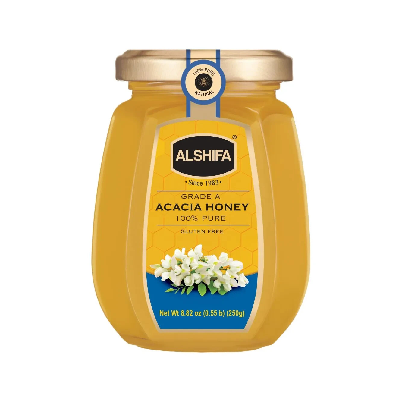 ALSHIFA IMPORTED: ACACIA HONEY Raw Pure & Unpasteurized Grade A 8.8oz 250g