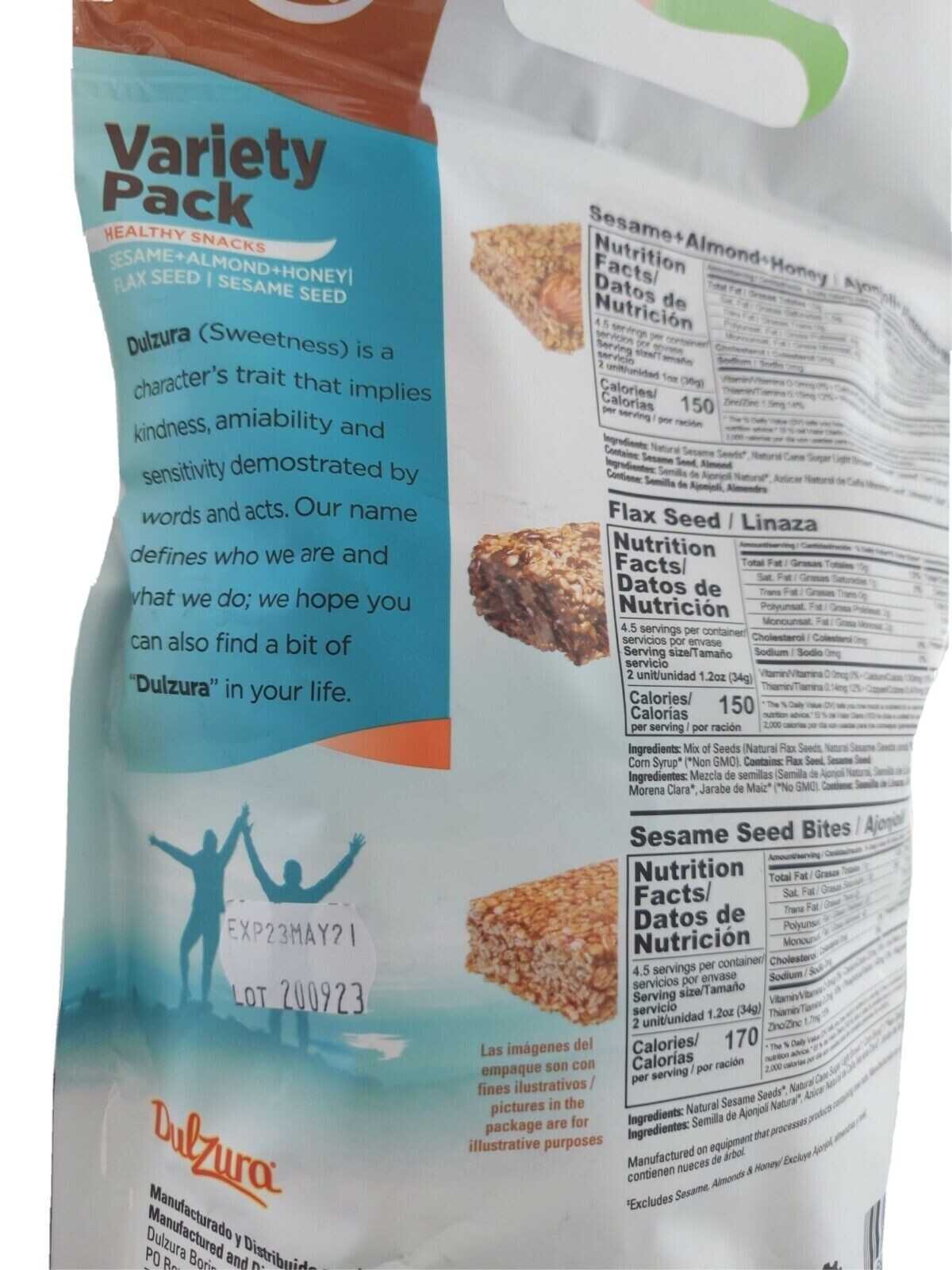 New BAG-16.75oz Dulzura Sesame seed assorted snacks VARIETY PACK Vegan Ajonjoli