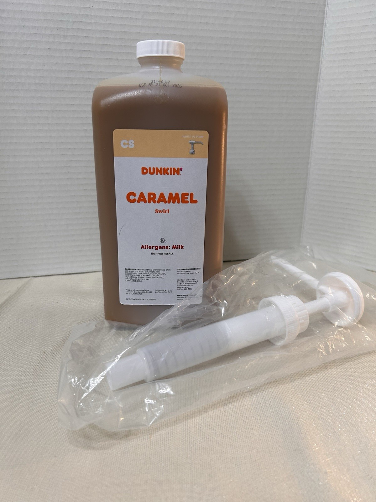 Dunkin Donuts Original Caramel Swirl 64oz Coffee Flavor With Pump Exp Oct 2026
