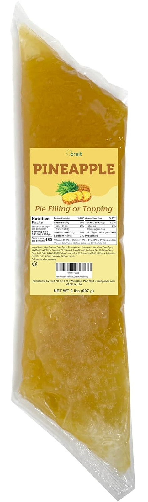 Pineapple Pie Filling and Topping, 2 Lb Easy Squeeze Bag – Thick Pineapple Desse