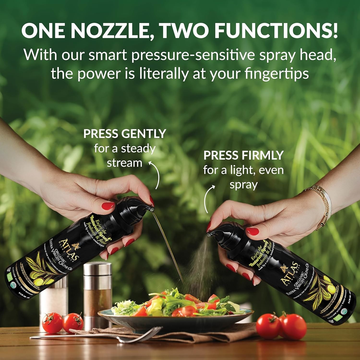 Olive Oil Spray by Atlas, Dual Function Olive Oil Cooking Spray and Stream, 5.4