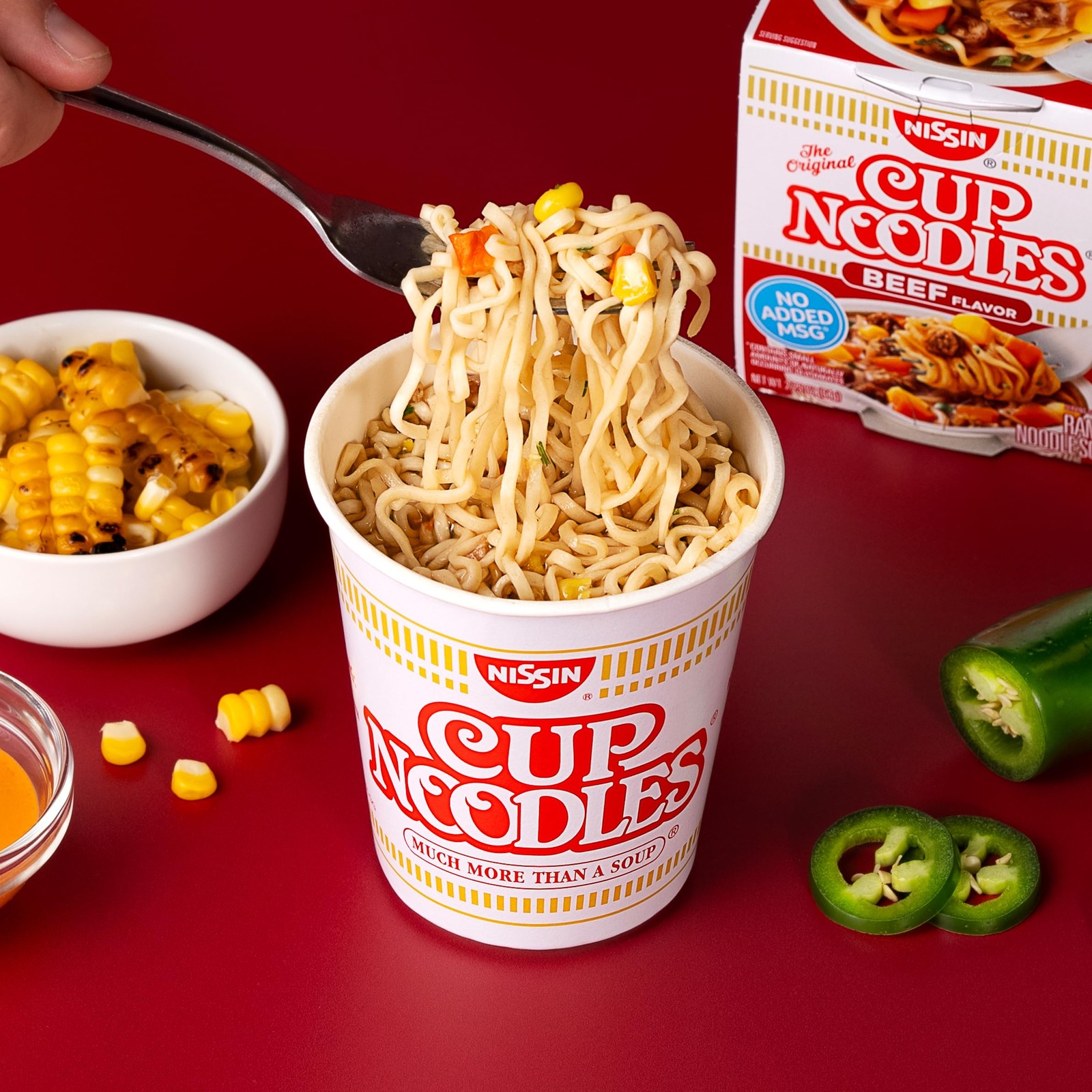 Nissin Cup Noodles Soup, Beef Flavor, Microwaveable Paper Cups, Instant Ramen…