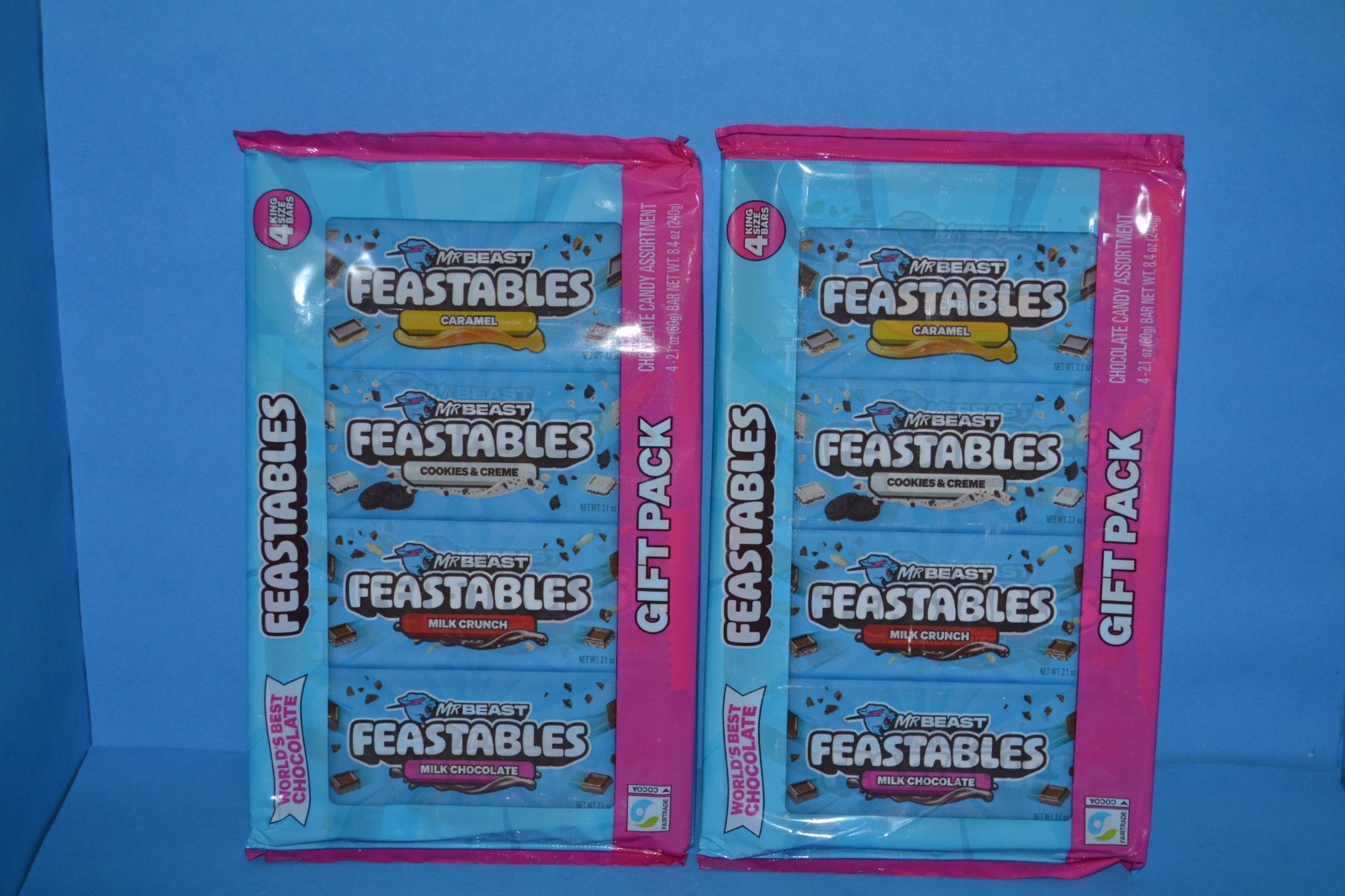 (2) Mr. Beast Feastables Gift Pack, 4 King Size Candy Bars, 2.1 oz, BB 11/2026