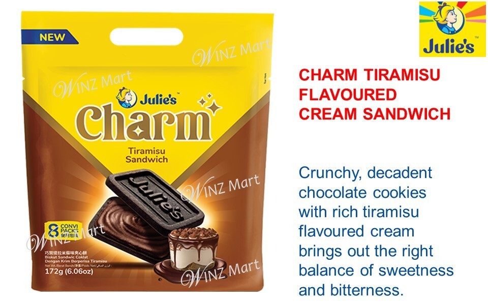 Julie’s Crunchy Decadent Chocolate Biscuit Cookies with Rich Tiramisu Cream 172g