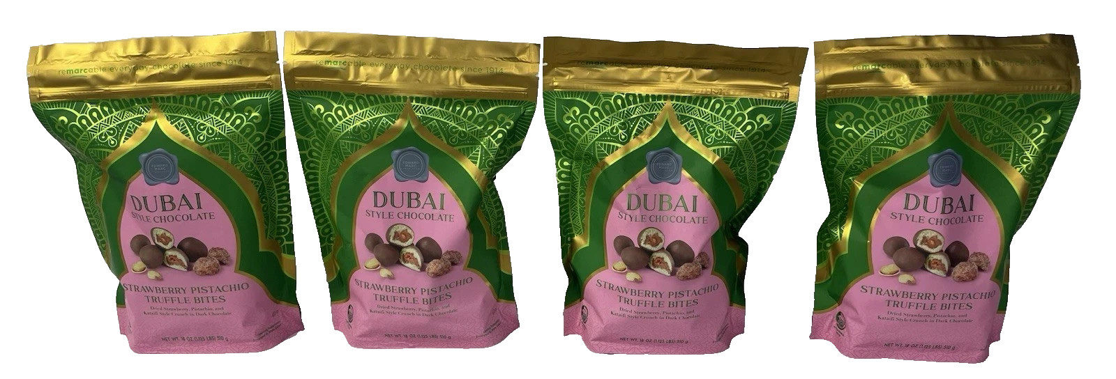 Dubai Style Chocolate Strawberry Pistachio Truffle Bites 4 Bags 72 total OZ New