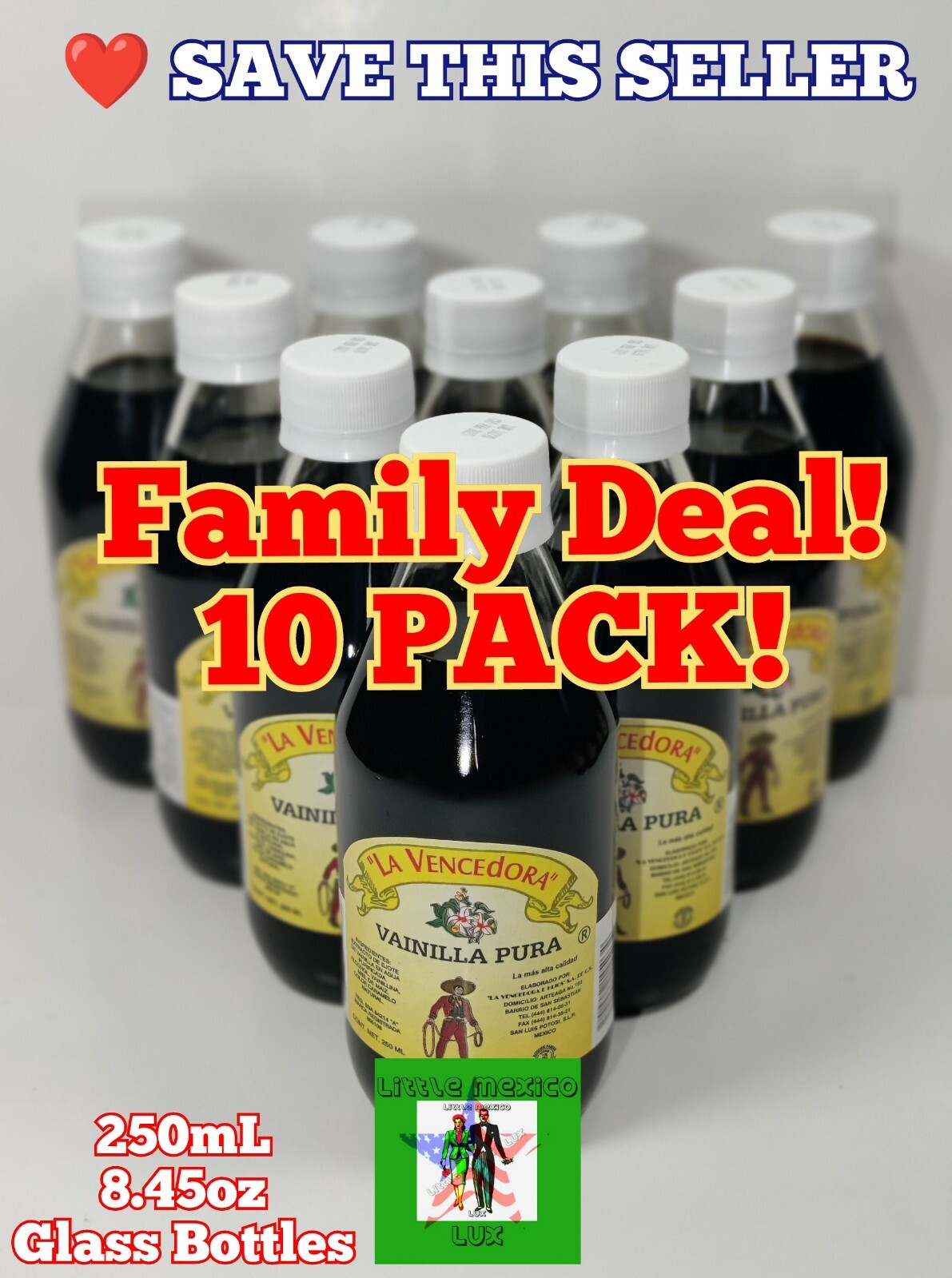 10 PACK Great Deal 8.45oz Bottles La Vencedora Mexican Vanilla FREE SHIPPING⚡🚚!