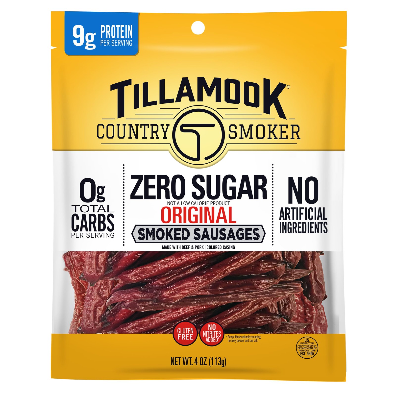 Tillamook Country Smoker Smoked Sausage, Zero 4 Ounce (Pack of 1), Original