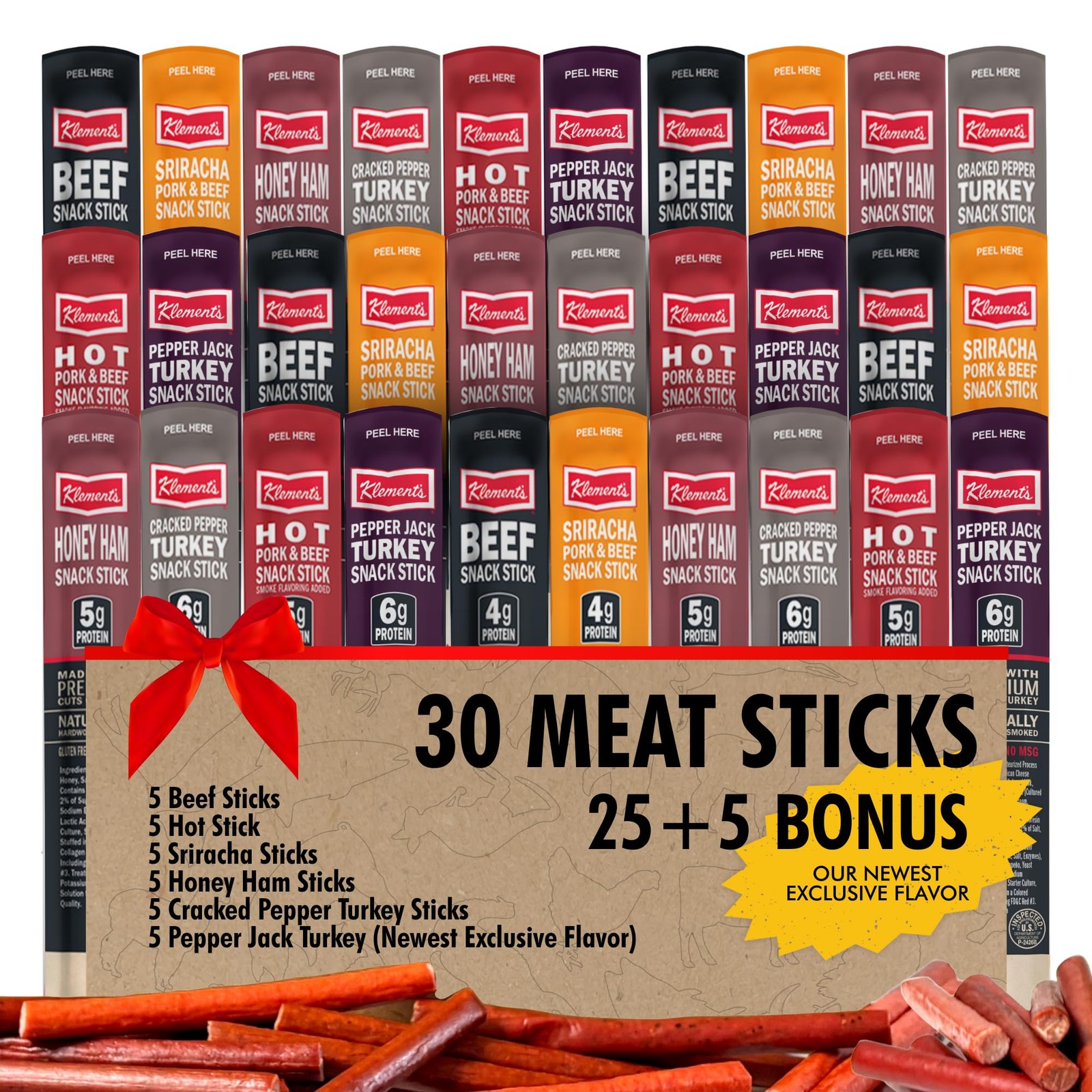 30-Pack Jerky Variety Pack Meat Sticks – Birthday Gifts for Men – Low Carb, H…