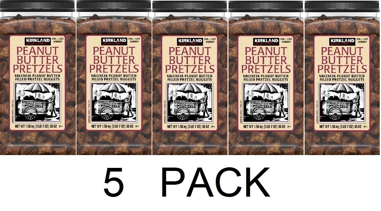 Kirkland Signature Peanut Butter Filled Pretzel Nuggets 55 oz Tub – 5 PACK