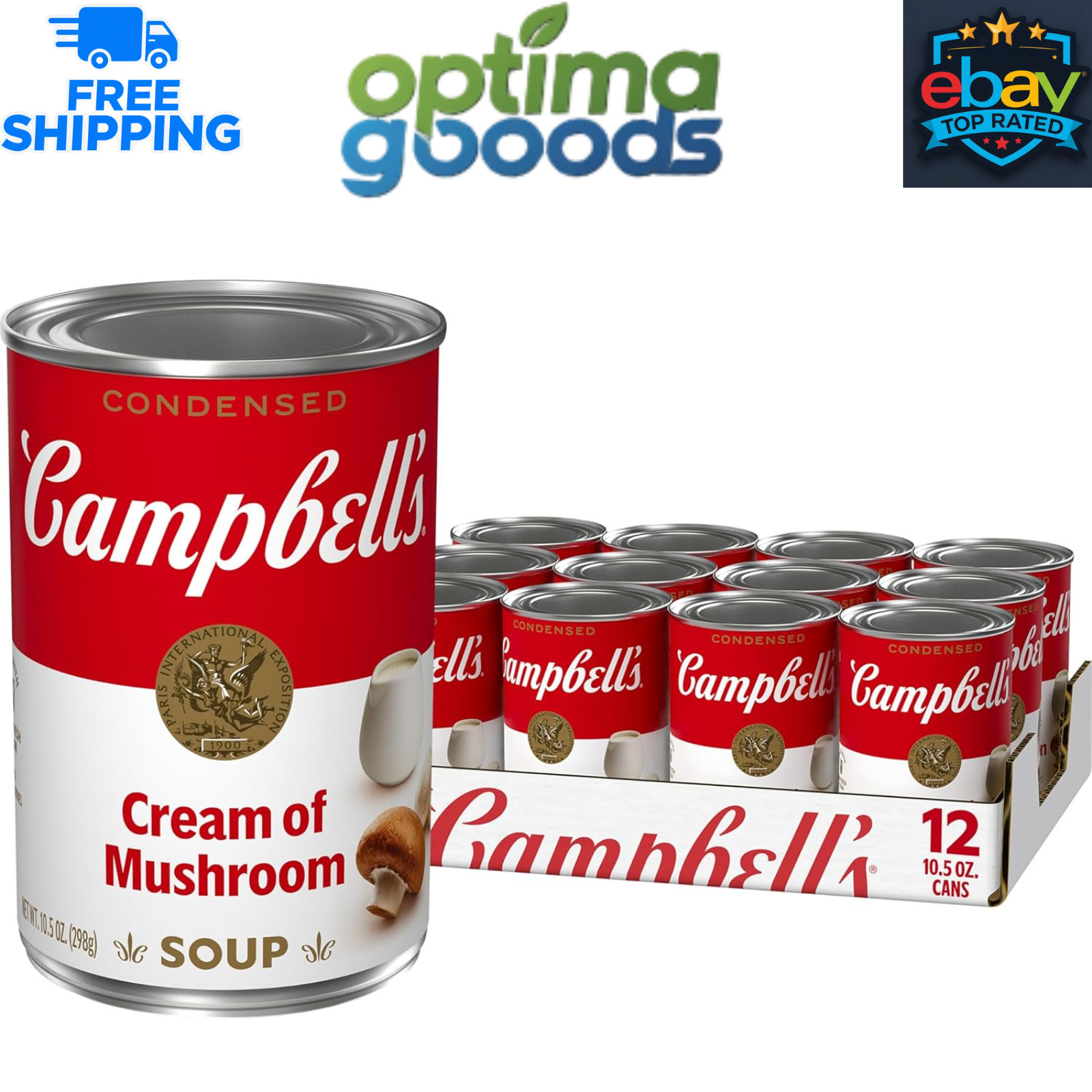 Campbell’s Condensed Cream of Mushroom Soup 10.5 oz Can 12 Pack