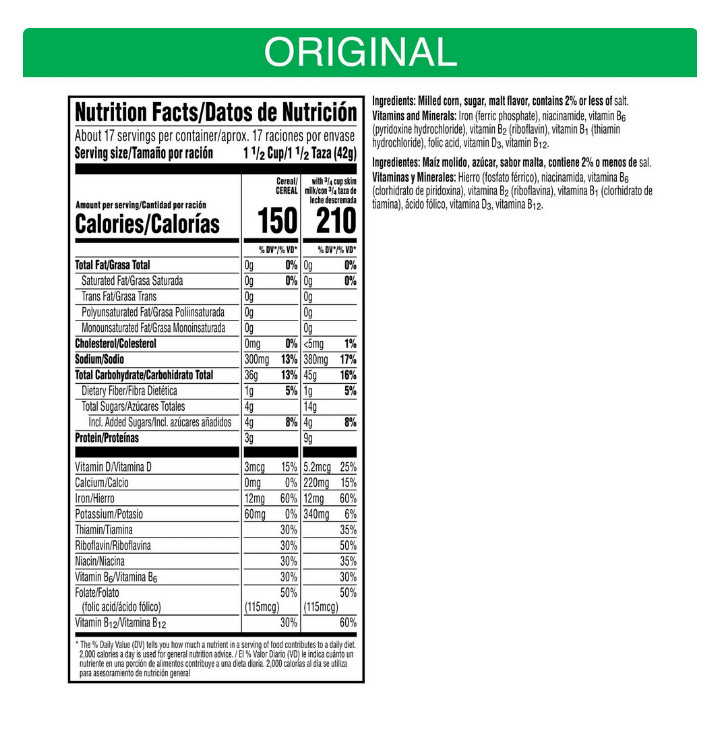 Kellogg’s Corn Flakes Breakfast Cereal, 8 Vitamins and Minerals, Healthy Snacks,