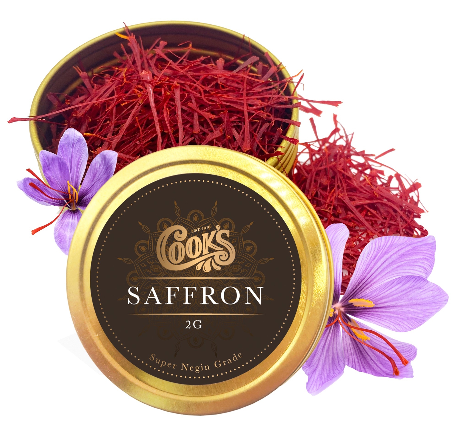 Cook’s, Premium Negin Grade Saffron Threads, Premium Dark Red Saffron, 2 Grams