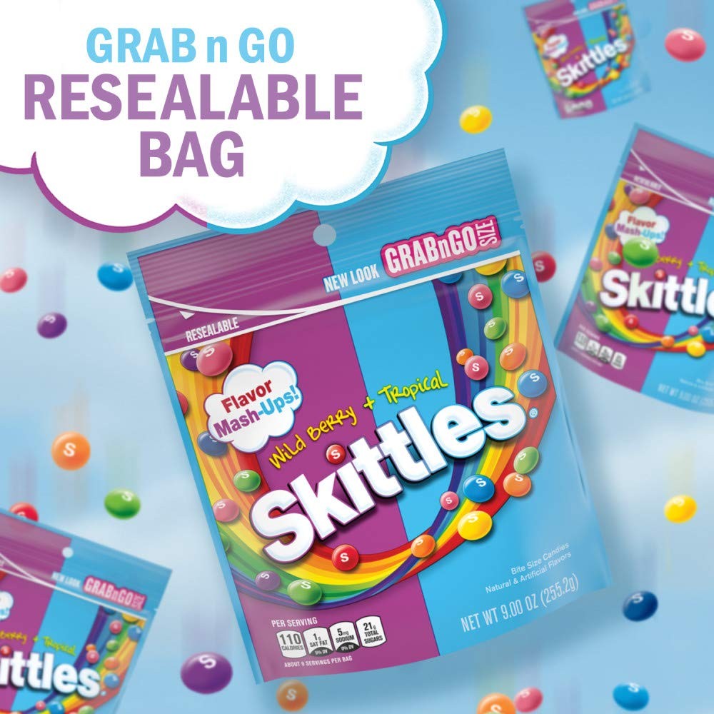 SKITTLES Mash-Ups Wild Berry and Tropical 9 Ounce (Pack of 1), S-PL-7853