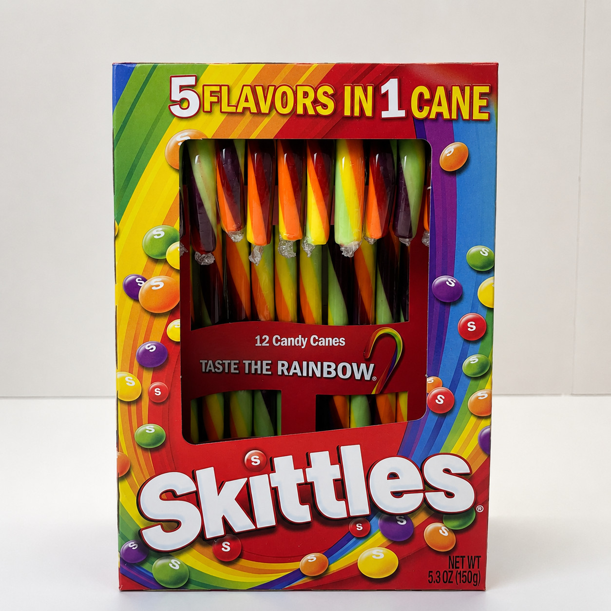 Skittles Candy Canes 12 Count 5 Fruit Flavors Holiday Christmas Candy 5.3oz