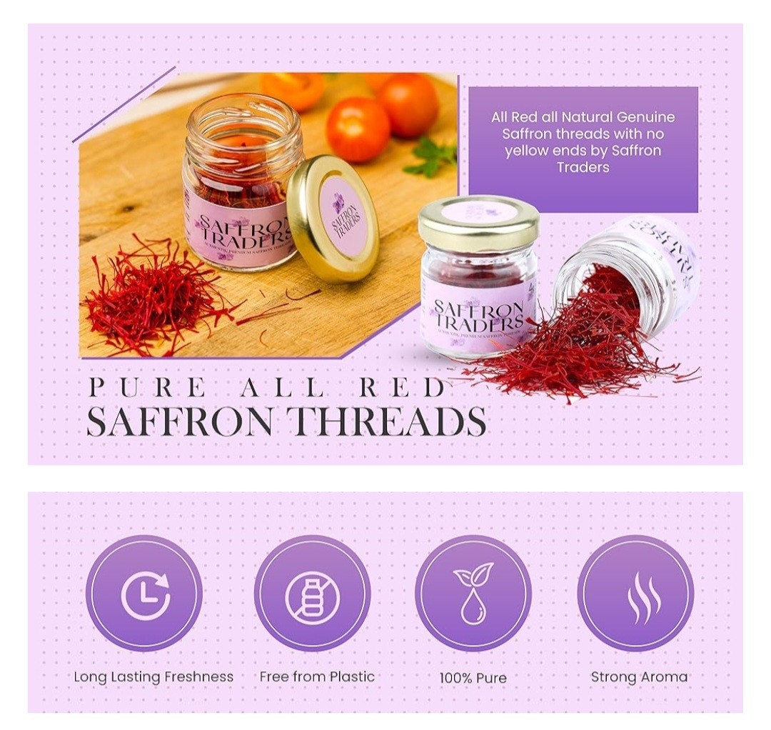Saffron Traders Premium Grade all Red Certified Natural Saffron Threads – 1g