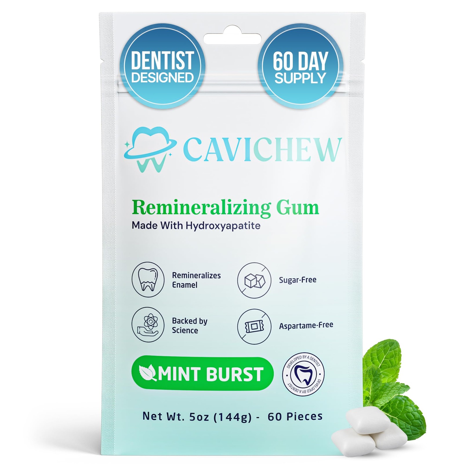 Remineralizing Gum with Nano Hydroxyapatite and 60 Count (Pack of 1), White