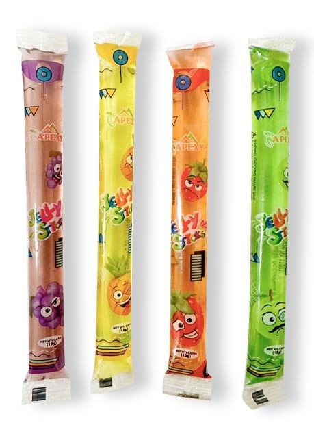Apexy Jelly Straws, Fruit Filled Strips, Assorted 15.23oz Pack of 2