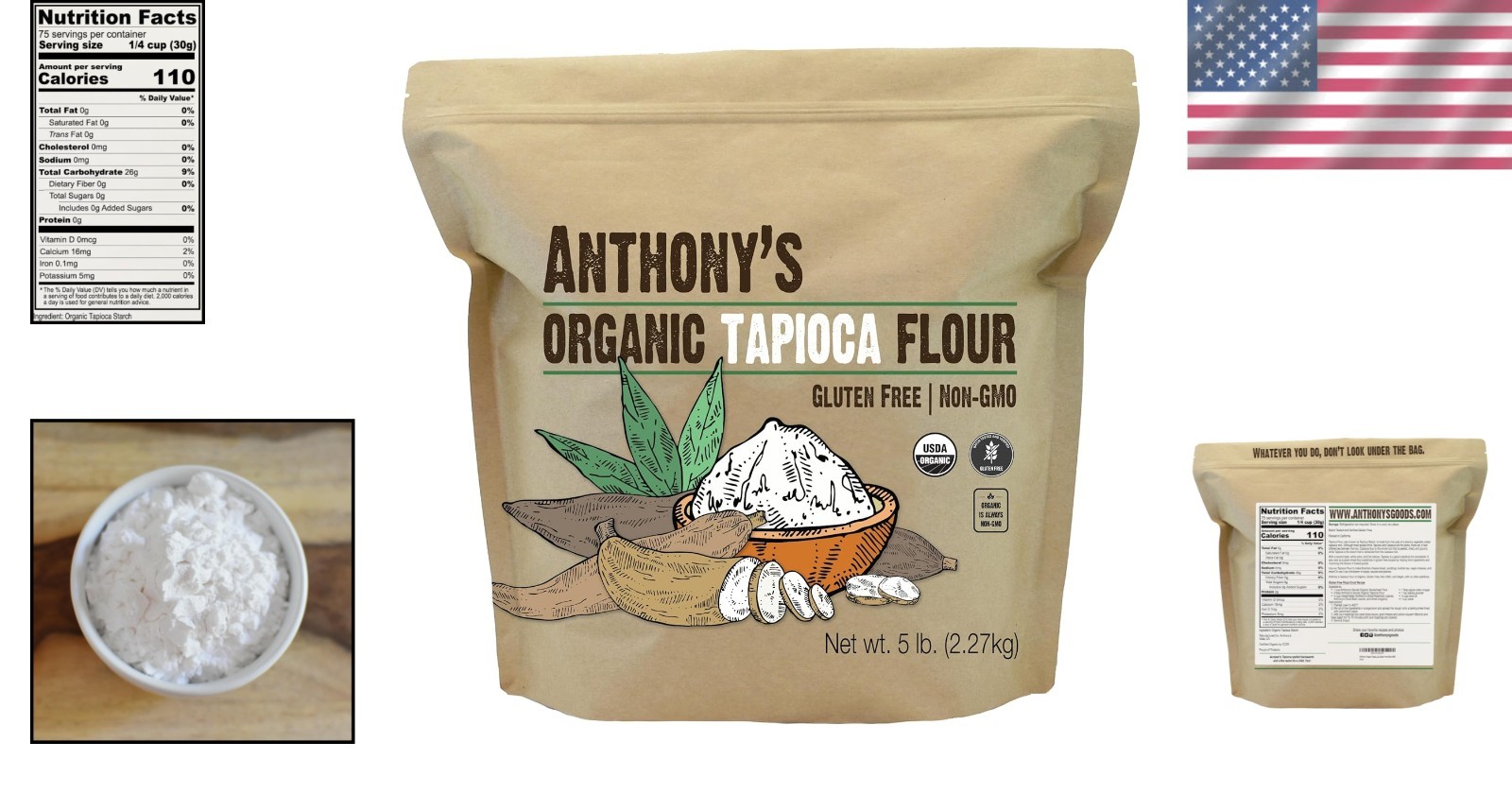 Organic Tapioca Flour Starch, 5lbs