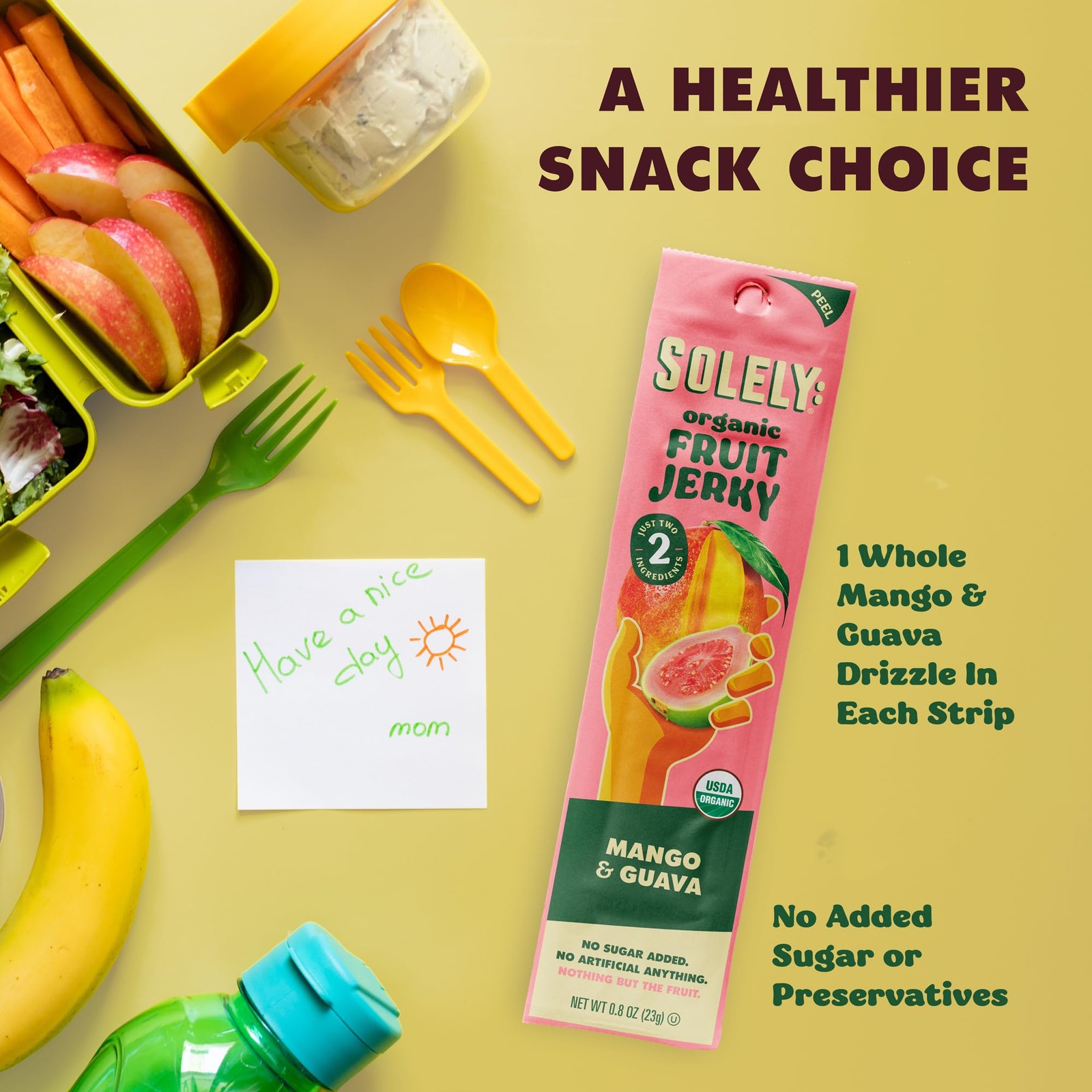 SOLELY – Organic Mango Guava Fruit Jerky – 12 Individually Wrapped Strips 12-…