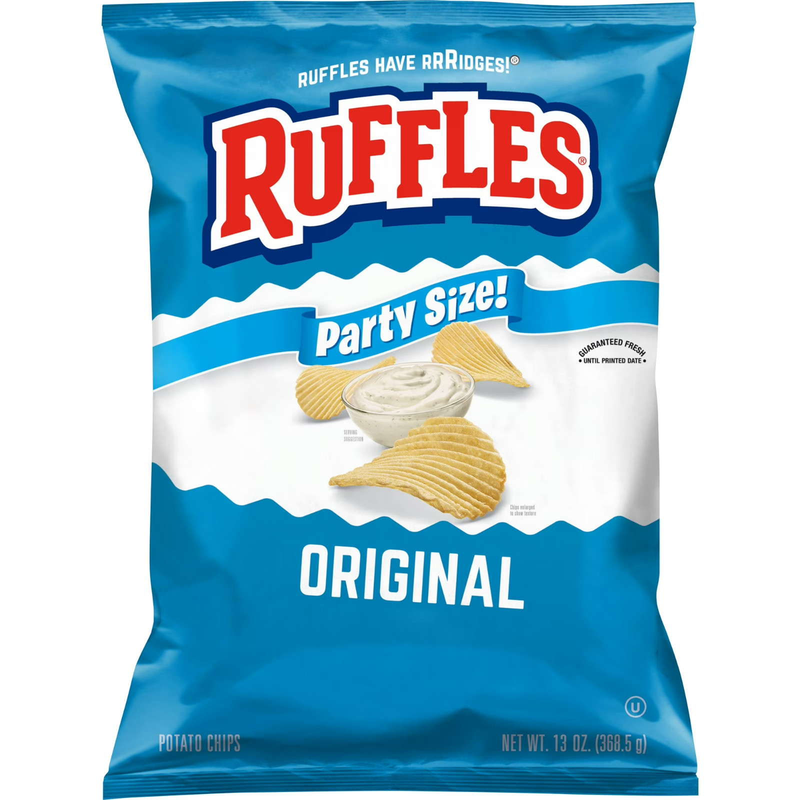 Ruffles Original Potato Chips, Party Size, 13 oz Bag