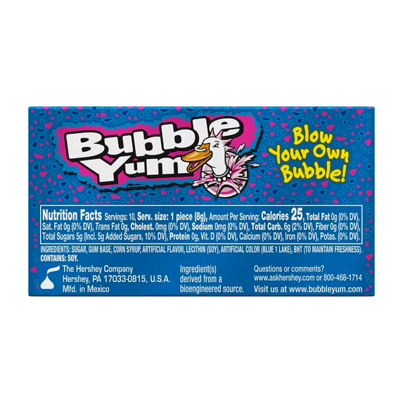 Bubble Yum Cotton Candy Flavored Chewy Bubble Gum, Pack 2.82 oz