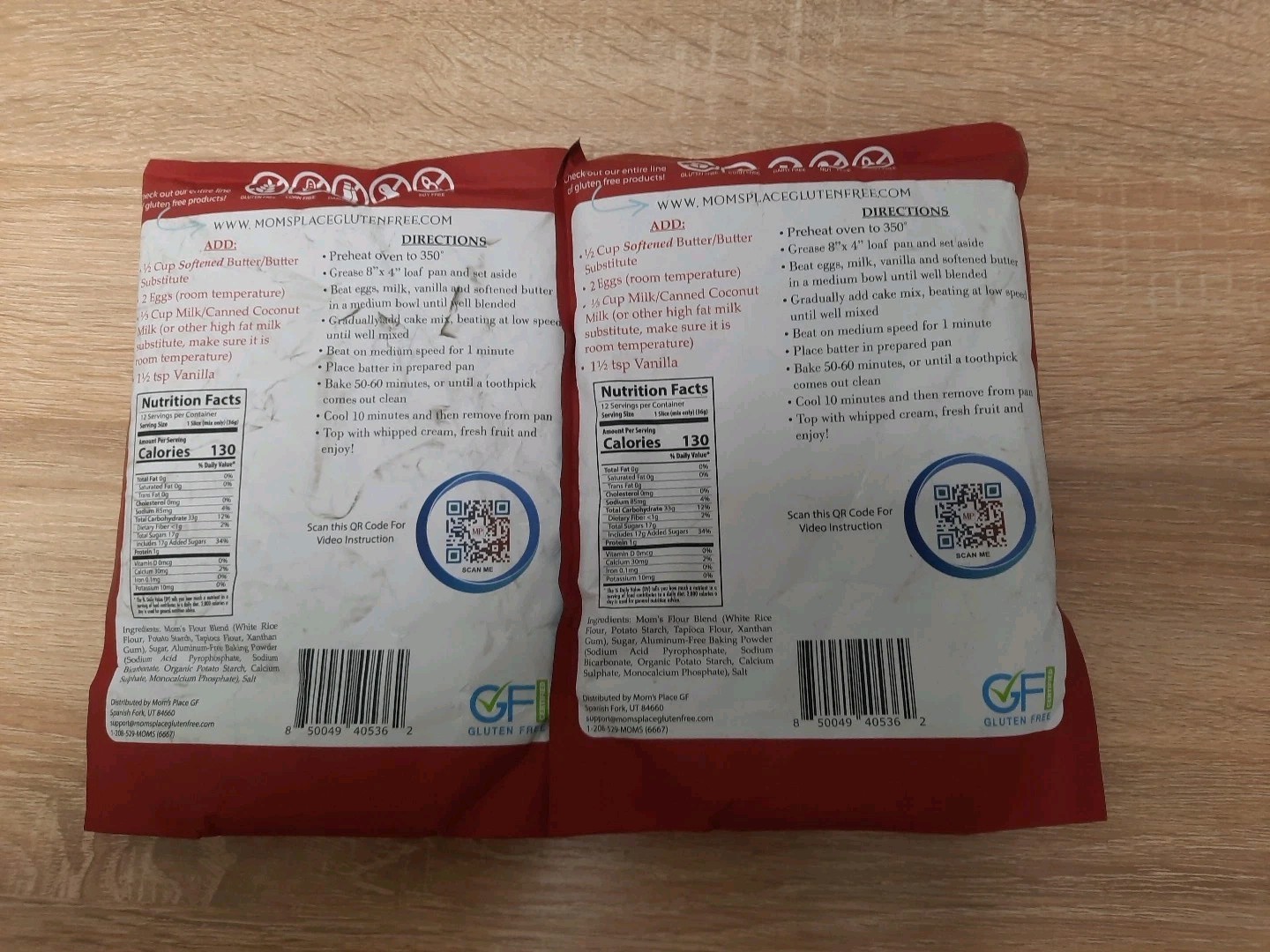 2 Bags Of Mom’s Place Gluten-Free Buttery Vanilla Pound Cake FREE SHIPPING