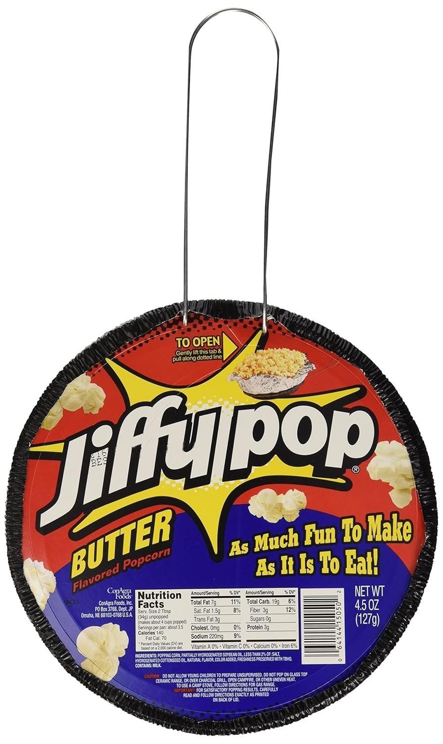 Jiffy Pop Butter Flavored Popcorn, Stovetop Popping Pan, 4.5 Oz.