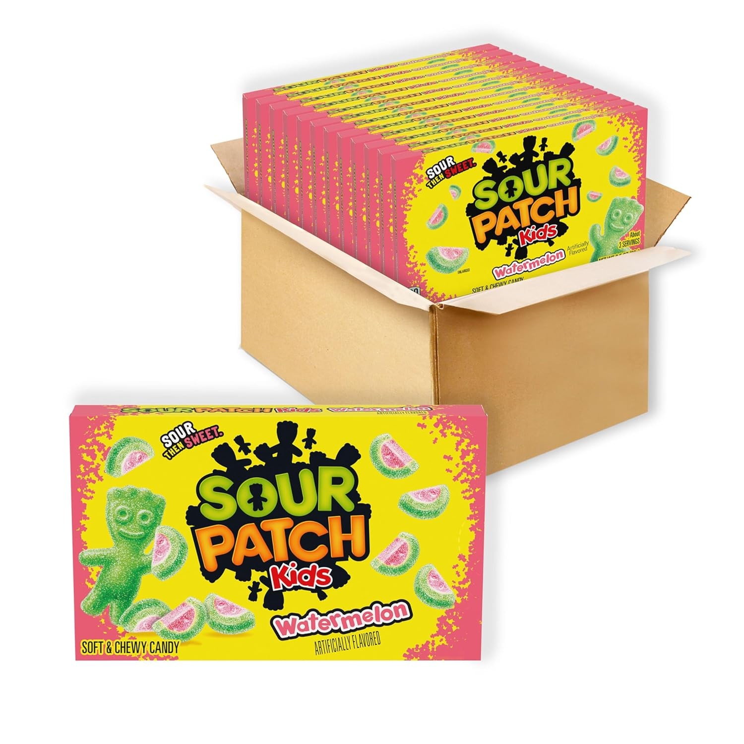 SOUR PATCH KIDS Watermelon Soft & Chewy Gummy Candy, Bulk Candy, 12 – 3.5 oz Box