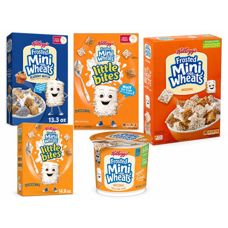 10x Kellogg’s Frosted Mini Wheats Bites Cereal Original Snack Bulk Lot 14.8oz