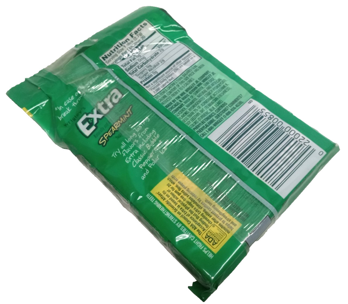 EXTRA Spearmint Sugar Free Chewing Gum, 4 Packs of 5 Pieces (20 Total Pieces)