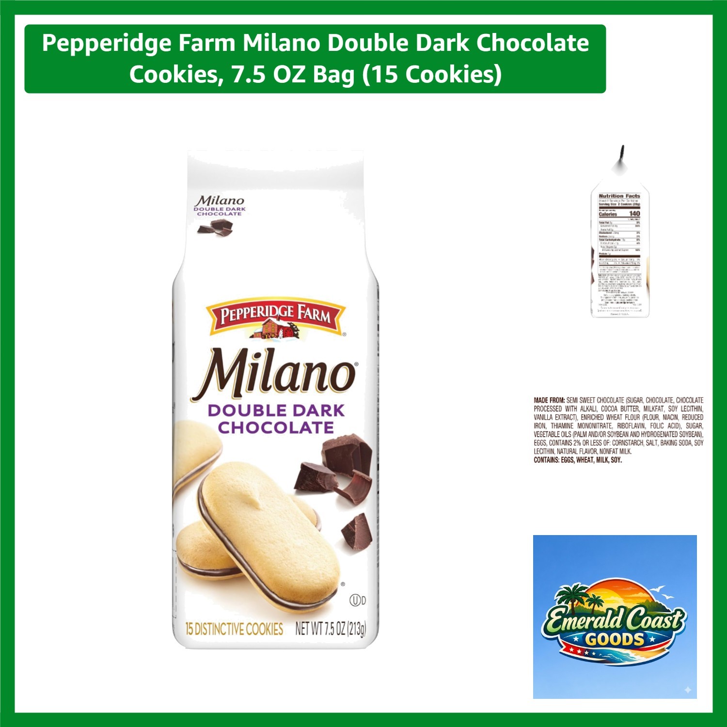 Delightful 7.5 oz Milano Double Dark Chocolate Cookies – 15 Cookies for Sharing
