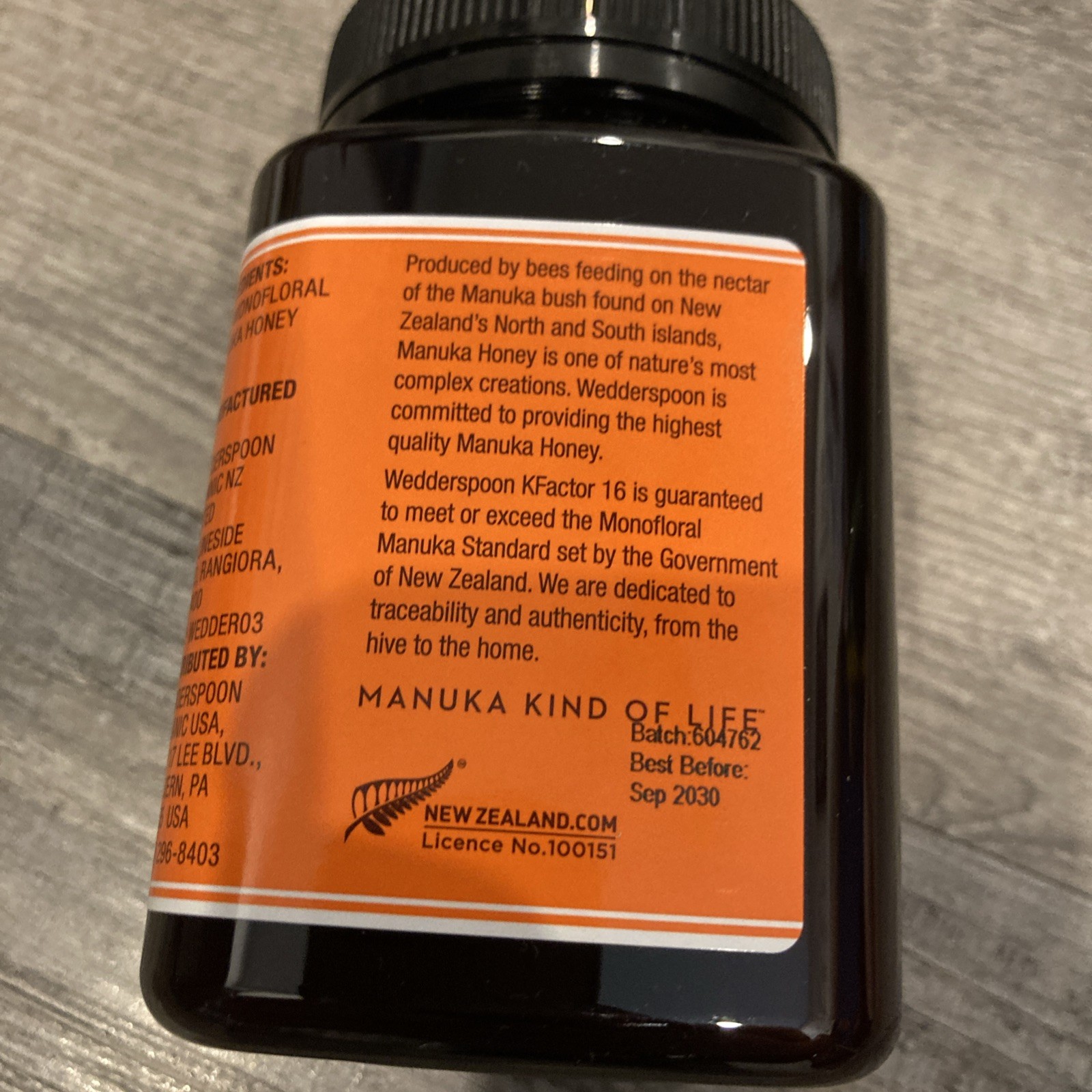MANUKA HONEY WEDDERSPOON NEW ZEALAND RAW KFACTOR 16 + 1.1lb 500g