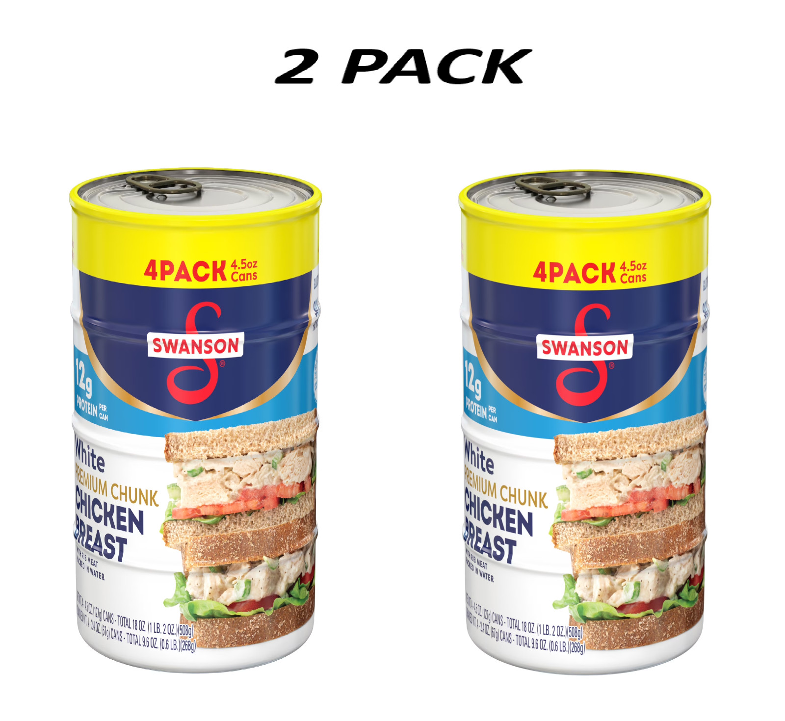 (8 Pack) Swanson White Premium Chunk Canned Chicken Breast in Water, 4.5 Oz
