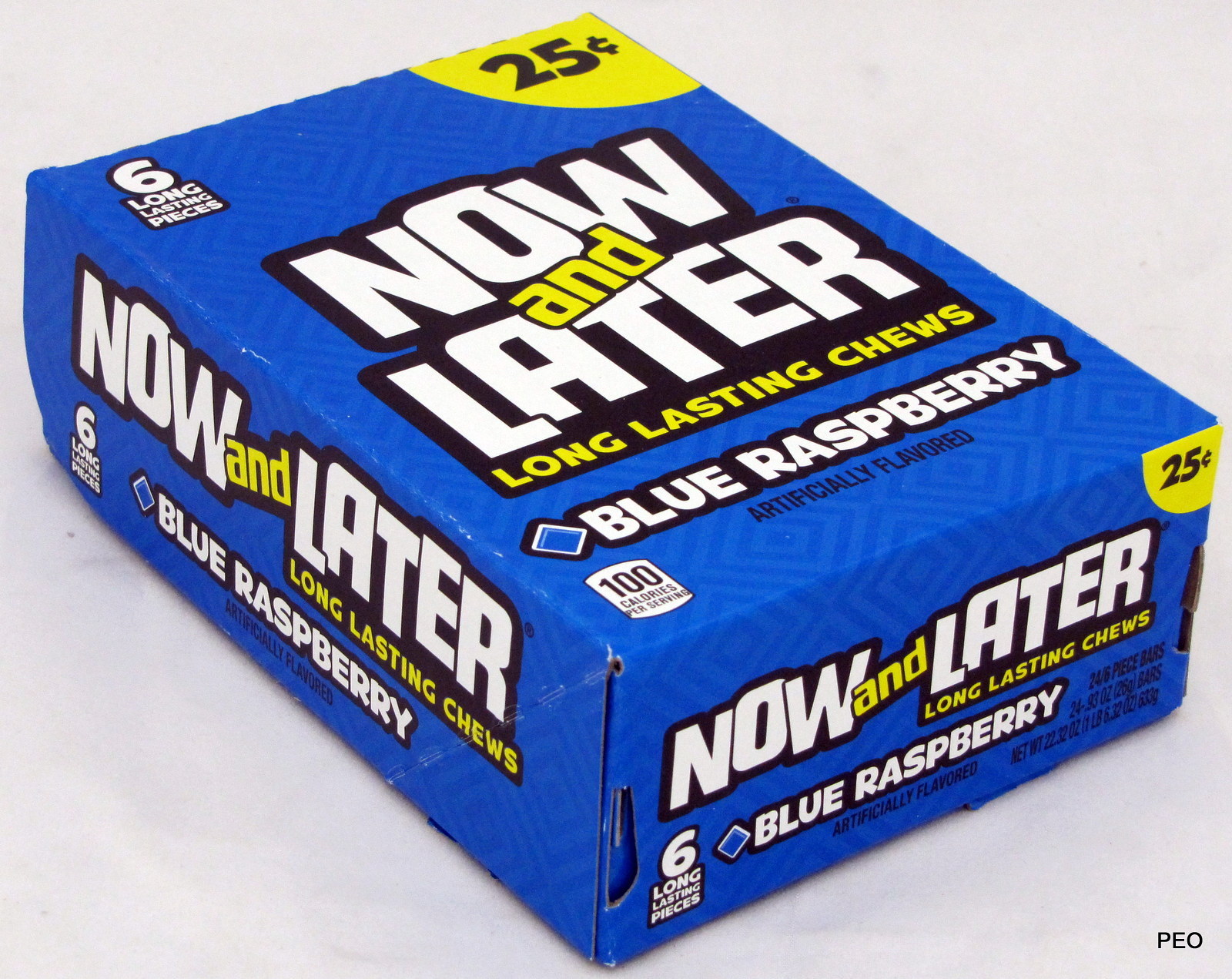 Now and Later Blue Raspberry Candy Chews 6-pc 24 Count Bars Candies Bulk Taffy