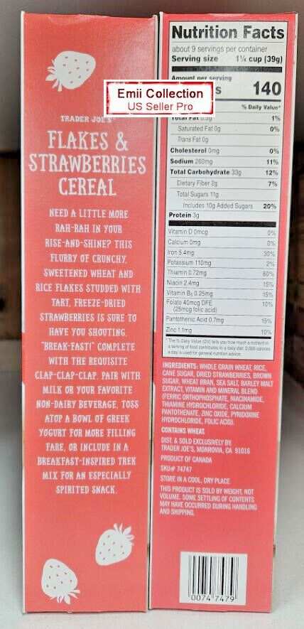 Trader Joe’s Flakes & Strawberries Cereal 11.7oz 332g (2 Boxes)